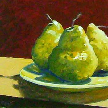 Schilderij getiteld "Three pears" door Jiddje, Origineel Kunstwerk, Olie