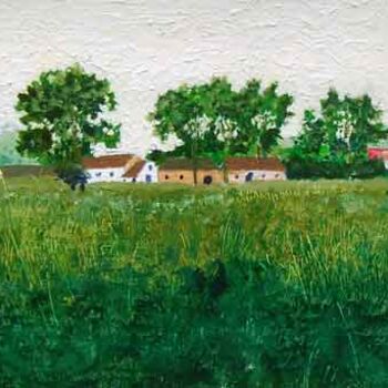 Peinture intitulée "Farm near Valkenburg" par Jiddje, Œuvre d'art originale, Huile