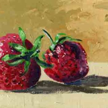 Schilderij getiteld "Strawberries" door Jiddje, Origineel Kunstwerk, Olie