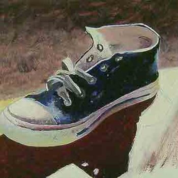 Schilderij getiteld "Used shoe" door Jiddje, Origineel Kunstwerk, Olie