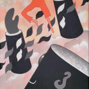 Pittura intitolato "Psychanalyse n°3 -…" da Jocelyne Deschamps-Kus, Opera d'arte originale, Acrilico Montato su Telaio per b…