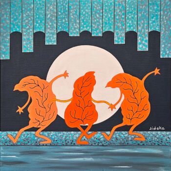 Pintura titulada "Trois pas de danse" por Jocelyne Deschamps-Kus, Obra de arte original, Acrílico Montado en Bastidor de cam…