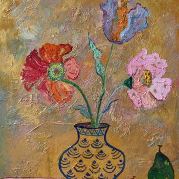 Painting titled "Floral Arrangement…" by Jie Song, Original Artwork, Oil