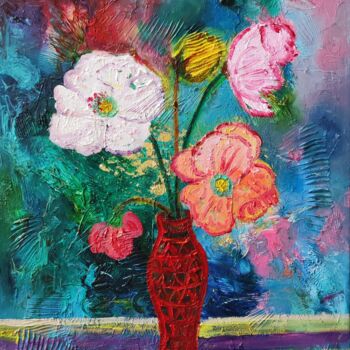 Schilderij getiteld "Flower Symphony" door Jie Song, Origineel Kunstwerk, Olie