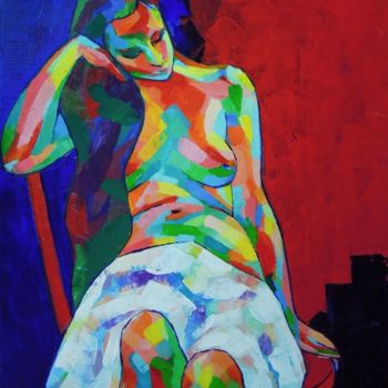 Painting titled "Le-repos" by Jie Zh, Original Artwork, Acrylic