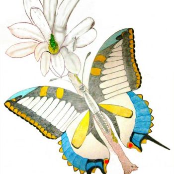 Dibujo titulada "Papillon" por Jean-Jacques Gomez, Obra de arte original, Otro