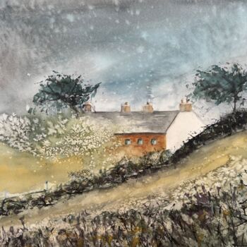 Painting titled "Dell Cottage" by Jill Correale Jill Simpson, Original Artwork, Watercolor