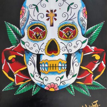 Peinture intitulée "Skull" par Bury The Hatchet, Œuvre d'art originale