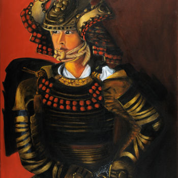 Pintura intitulada "Samouraï" por Jill Bordes, Obras de arte originais, Óleo