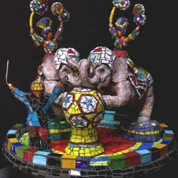 Sculpture titled "Elephant Act" by Jill Nassau, Original Artwork, Ceramics