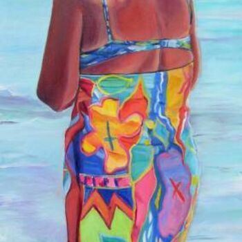 Malerei mit dem Titel "Beach Wrap" von Jill Nassau, Original-Kunstwerk, Öl