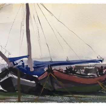 Pittura intitolato "f-morgan-barges-res…" da Jim Morgan, Opera d'arte originale, Acquarello