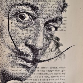 Disegno intitolato "Salvador Dali" da Jim Haller, Opera d'arte originale, Inchiostro