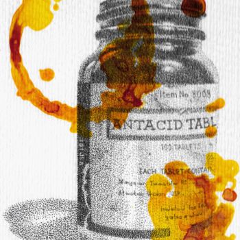 Tekening getiteld "Antacid" door Jim Haller, Origineel Kunstwerk, Inkt