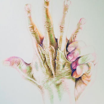 Drawing titled "Hand Study III" by Jim Haller, Original Artwork, Ink