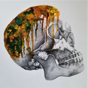 Σχέδιο με τίτλο "untitled skull" από Jim Haller, Αυθεντικά έργα τέχνης, Μελάνι