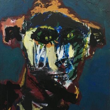 Pittura intitolato "L'Homme au chapeau" da Jim Nagoya, Opera d'arte originale, Acrilico