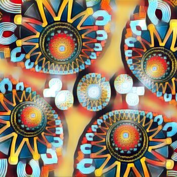 Digitale Kunst mit dem Titel "Mandala dans l'espa…" von Jimette, Original-Kunstwerk, 2D digitale Arbeit