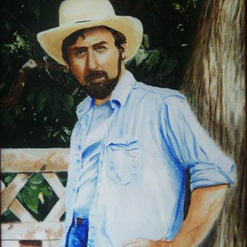 Malerei mit dem Titel "Self portrait, age…" von Jim Fischer, Original-Kunstwerk, Öl