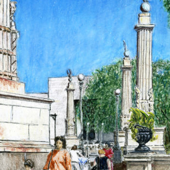 Painting titled "Eagle Pillars Gate,…" by Jim Fischer, Original Artwork