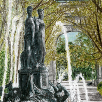Malerei mit dem Titel "Fountain, Grand Arm…" von Jim Fischer, Original-Kunstwerk