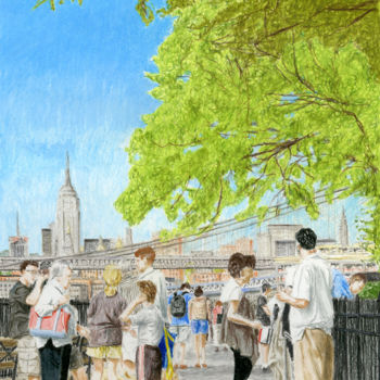 Peinture intitulée "Brooklyn Heights Pr…" par Jim Fischer, Œuvre d'art originale, Conté