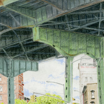 绘画 标题为“Elevated Brooklyn Q…” 由Jim Fischer, 原创艺术品