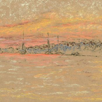 Schilderij getiteld "the-riva-sunset.jpg" door Jim Fischer, Origineel Kunstwerk, Pastel