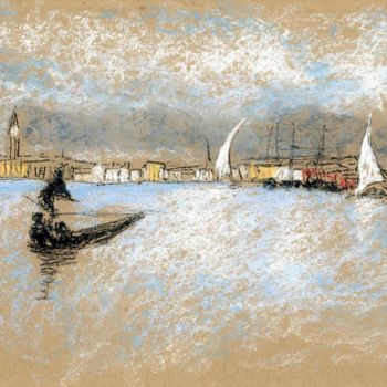 Pintura intitulada "the-giudecca-winter…" por Jim Fischer, Obras de arte originais, Pastel