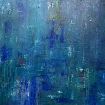 Pintura titulada "Green Blue Abstract…" por Jim Richards, Obra de arte original, Acrílico