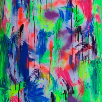 Schilderij getiteld "Large Neon Abstract…" door Jim Richards, Origineel Kunstwerk, Acryl
