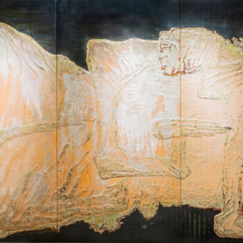 Pintura intitulada "The distance of poe…" por Jin-Shan Shen, Obras de arte originais, Laca Montado em Metal