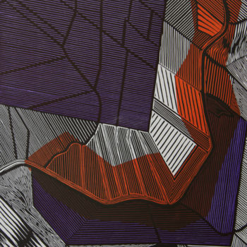 Druckgrafik mit dem Titel "19-02-04 1 VOLS - E…" von Jina Nebe, Original-Kunstwerk, Linoldrucke