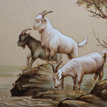 绘画 标题为“三羊开泰” 由Jinfang Lu, 原创艺术品, 颜料