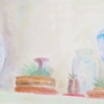 Картина под названием "afternoon bottle" - Jingwen Tang, Подлинное произведение искусства, Пастель