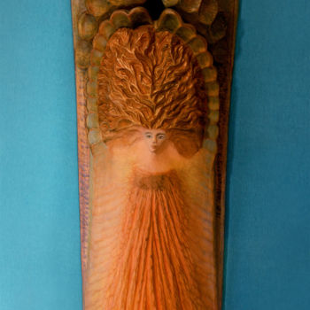 Sculpture titled "Angel's Genesis" by Jinjan Cambal, Original Artwork, Wood