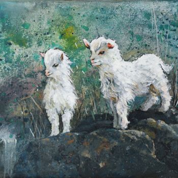 Painting titled "Companion" by Jinzuo, Original Artwork, Oil