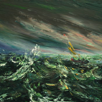 Painting titled "The storm" by Jinzuo, Original Artwork, Oil