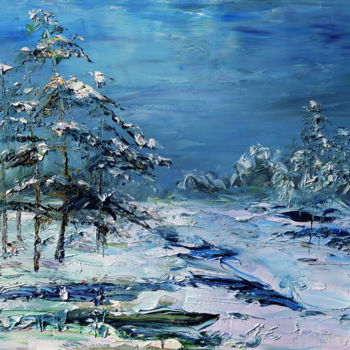 Painting titled "After Snow" by Jinzuo, Original Artwork, Oil