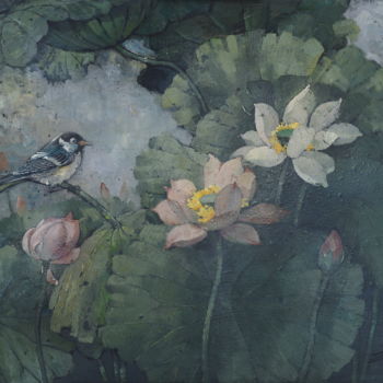 Painting titled "Lotus Garden-S3" by Jinzuo, Original Artwork, Oil