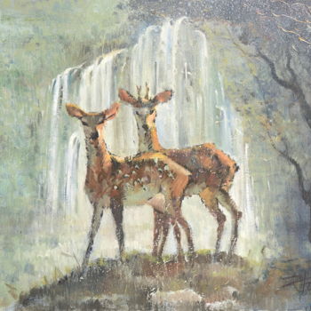 Painting titled "The valley" by Jinzuo, Original Artwork, Oil