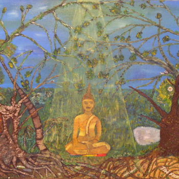 Pittura intitolato "Bouddha" da Jipé Fronton, Opera d'arte originale, Olio