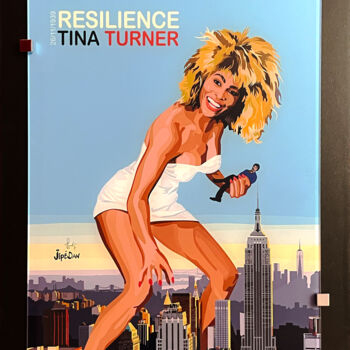 Digital Arts titled "Tina la résiliente" by Jipedan, Original Artwork, Digital Painting Mounted on Wood Panel