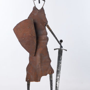 Sculpture titled "Knight on Guard" by Jiri Genov, Original Artwork, Metals