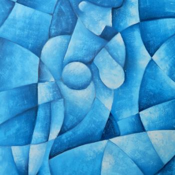 Pintura intitulada "NAKED BLUE" por Jiří Petr, Obras de arte originais, Óleo