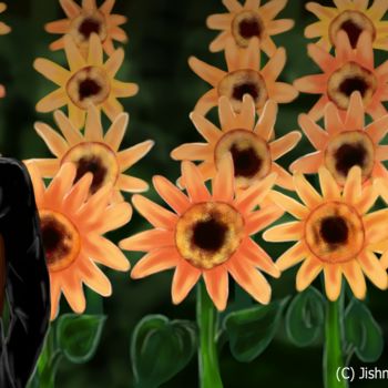 Arts numériques intitulée "Sunflower field" par Jishnu Devan S Nampoothiri, Œuvre d'art originale, Peinture numérique