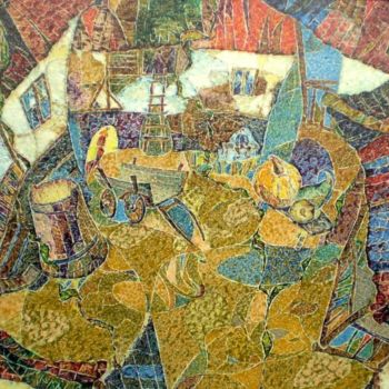 Painting titled "Village yard" by Jivko Ianev, Original Artwork, Oil