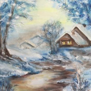 Painting titled "зима" by Monika Beluchi, Original Artwork, Oil