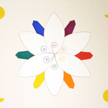 Peinture intitulée "Regenbogenblume" par Jiyon Song, Œuvre d'art originale, Gouache