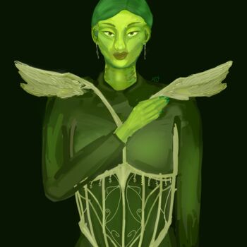 Цифровое искусство под названием "Green Villain" - Jiyonisus, Подлинное произведение искусства, Цифровая живопись